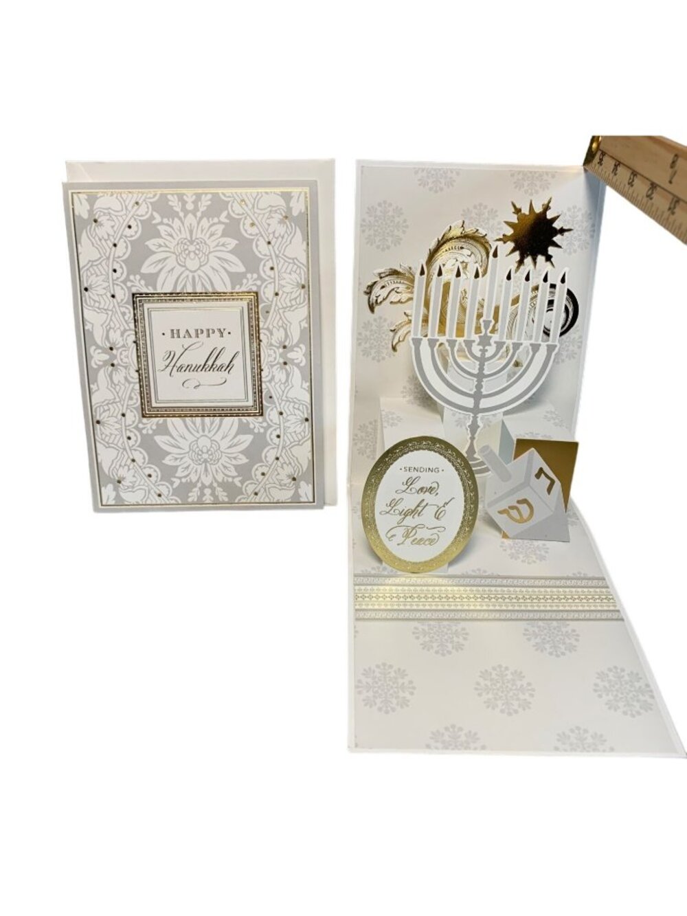 Handmade Pop-Up Hanukkah Card With Menorah & Dreidel Set of 2